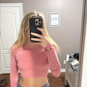 Women's Gymshark Pink Long Sleeve Crop Top